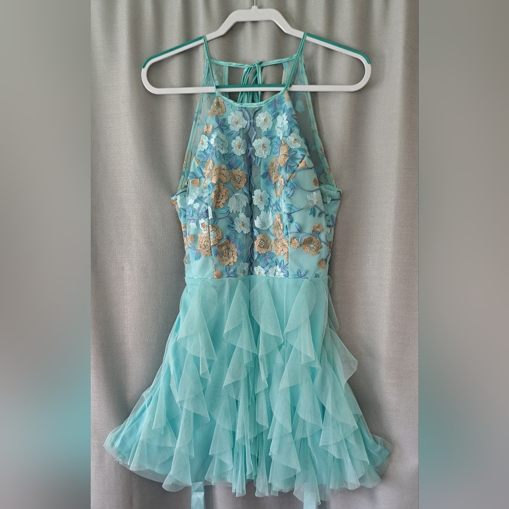 Junior size 11 Teeze Me Dress Sheer Embroidery Top Pageant Wedding Prom Kitchy